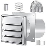 Dryer Vent Kit Through Wall with Hose/Duct Connector/Plate,4 Inch Stainless Steel Dryer Vent Hose Connector Wall Ducting Kit for Bathroom Exhaust Fans AC Ventilation,Ceiling Washer Air Circulation