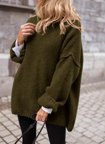 PRETTYGARDEN Women's Knit Oversized Sweater Fall Fashion Casual Long Sleeve Turtleneck Chunky Pullover Tops Winter Clothing