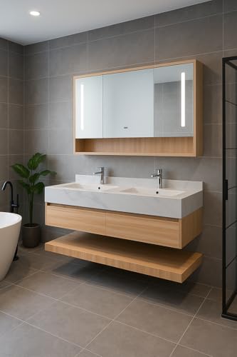 FACILITÀ DI INSTALLAZIONE - Questo set di mobile sospeso, lavabo e specchiera è di facile montaggio