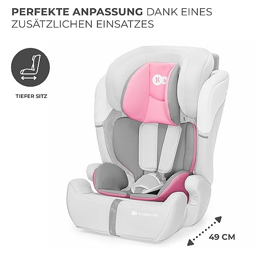Kinderkraft Kinderautositz COMFORT UP I-SIZE, Autokindersitz, Autositz, Kindersitz, ein Autositz für Kinder von 76-150 cm, 5-Punkt-Sicherheitsgurt, Einstellbare Kopfstütze, ECE R129/03, Rosa