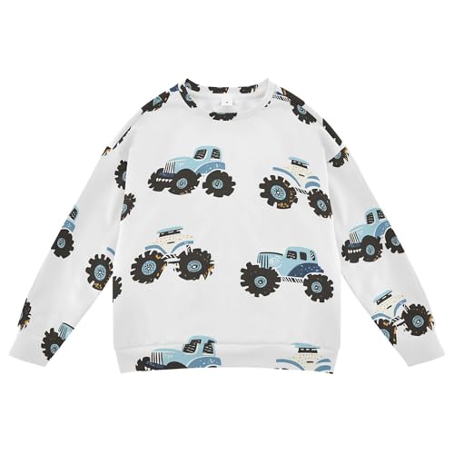 JUNZAN Rainbow Trucks Car White Big Boys Hoodie Sweatshirt Fleece Tops Clothing Shirts Party 4T
