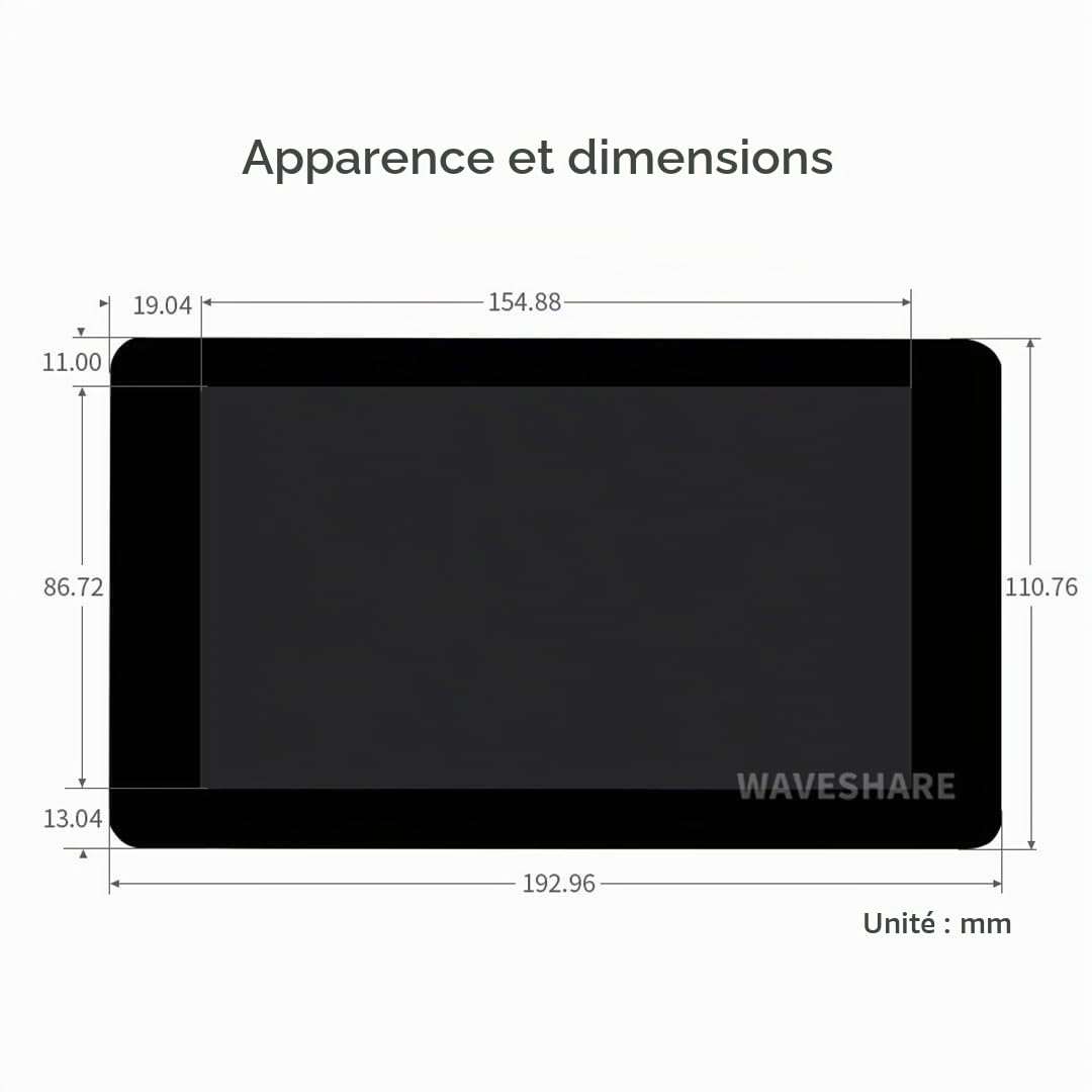 Waveshare 7inch Capacitive Touch IPS Display Compatible with Raspberry Pi 5 Pi 4B Pi 3B+/3A+/CM3+/CM3, 1024 x 600 Screen, DSI Interface, Supports Up to 5-Point Touch LCD