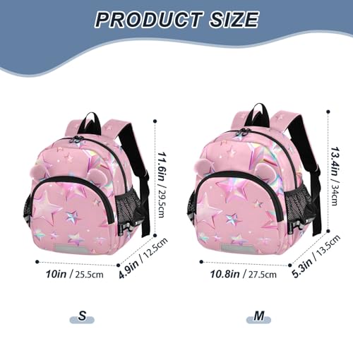 Pink Stars Toddler Backpack for Girls Boys 3-6, Kids Backpack with Leash, Preschool Kindergarten School Bag Mini Backpack for School Travel2