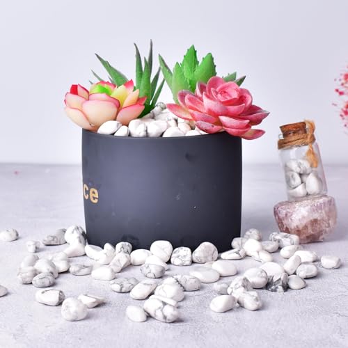 Image of Polished Howlite Crystal Bulk - 0.5 inch Tumbled Stone Chips Rocks, 10 oz Crushed Sea Glass Vase Filler Small Stones for Healing, Reiki, Crafting, Home Decor
