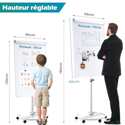Tableau blanc magnétique effaçable à sec SWANCROWN paperboard mobile avec piétement - 2