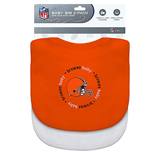 Baby Fanatic NFL Cleveland Browns 2-Pack Bibs, One Size, Team Color