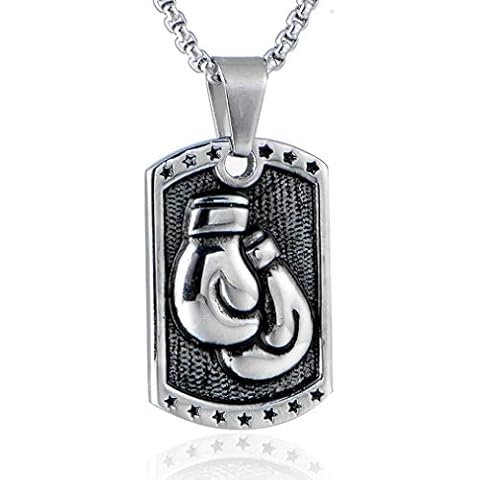 LAFATINA American Style Fitness Boxing Gloving Pendant Necklace, Men's Stainless Steel Masculine Dog Tag Boxing Glove Pendant Necklace for Boys Women Cover
