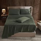 Hearth & Harbor Extra Deep Pocket Sheet Sets, Luxury Soft 6 Piece Bed Sheet Set Fits Mattress 18-24 Inches - Queen, Olive Green