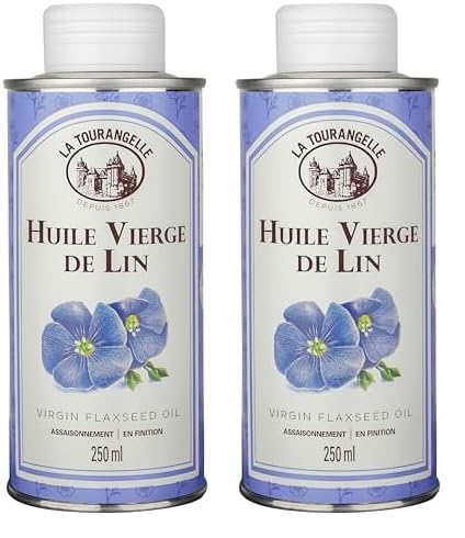 La Tourangelle - Huile Vierge De Lin – Riche En Oméga 3 - Goût Intense & Savoureux – Idéale pour Assaisonner Entrées & Plats - 250 ML (Lot de 2)