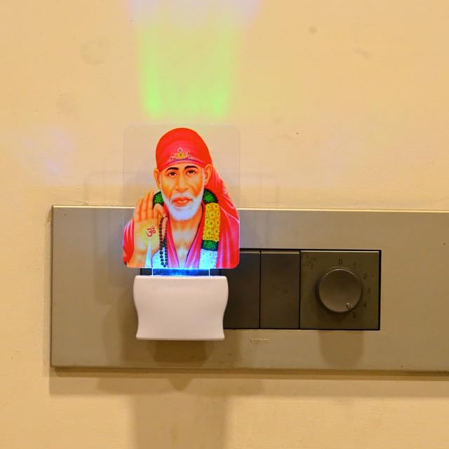 Sai Baba Color Changing LED Night Lamp for Home Temple & Bedroom - Plug-in Decorative Light, Acrylic Plastic, Multicolor, 7 x 5.5 x 12 cm-image-21