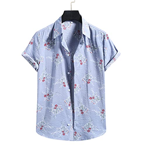 Chemise hawaïenne homme manches courtes été imprimé tropical bleu