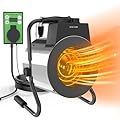 Greenhouse Heater with Thermostat, 1500W Outdoor Heater with Fast Heating, Overheat Protection, Grow Tent Heater for Greenhouse, Garden, Flower Room
