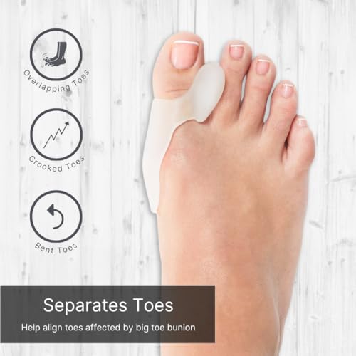 Image of NatraCure Gel Big Toe Bunion Guards & Toe Spreaders (2 Pieces) - Pain Relief for Crooked, Overlapping Toes, Pressure, Protector, Corrector, Shield, Spacer, Pad, Separator, Cushion - 1315-M CAT 2PK
