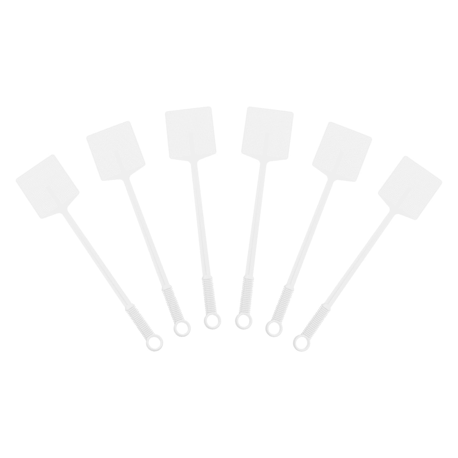 sourcing map 6pcs Fly Swatter 4.5"x3.9" Plastic Manual Heavy Duty Long Handle Fly Swatter for Home Indoor Outdoor, White