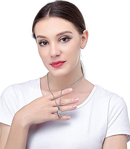 Jstyle Stainless Steel Mens Womens Couple Necklace Pendant Love Heart CZ Puzzle Matching3