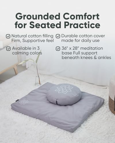 Image of Mindful & Modern Zabuton Meditation Mat - Cotton Filled Yoga and Meditation Pad - Zabuton Meditation Cushion for Kneeling and Sitting Support - Large Rectangular Sitting Floor Pillow for Bench or Zafu