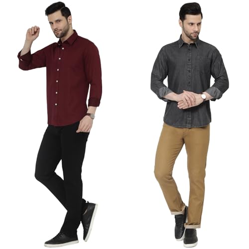 Image of DAIS Men's Stretchable Straight Fit Mid Rise Jeans, Pack of 2, (Combo of 2 Jeans)