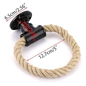 Sumnacon Industrial Pipe Rope Towel Ring - Wall-Mounted Metal Towel Rack/Bar with Hardware,Vintage Style Iron Hand Towel Holder for Shower/Bathroom/Bedroom/Kitchen, Electroplated Black Finish Sumnacon Industrial Pipe Rope Towel Ring Wall Mounted Metal Towel RackBar with HardwareVintage Style Iron Hand Towel Holder for ShowerBathroomBedroomKitchen Electroplated Black Finish