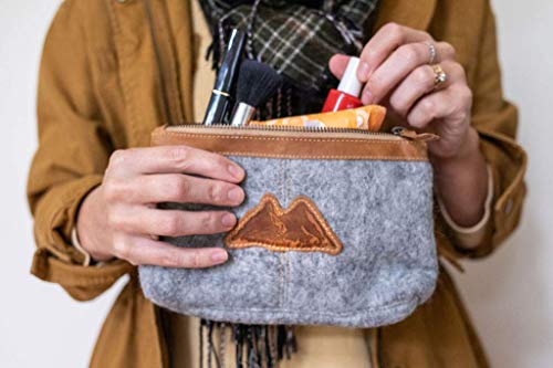image for Mountain Made Wool and Pure Leather Luxury Travelers Small Cosmetic Ba