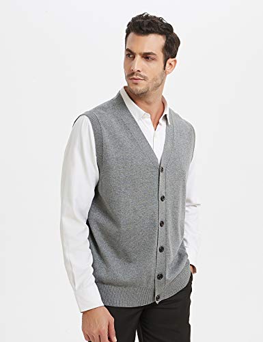 TopTie Mens Sweater Vest Solid Knitted Lightweight Thermal Cardigan4