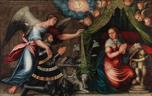 The Annunciation with a kneeling donor (circa 1600) Poster Print by German School (18 x 24)
