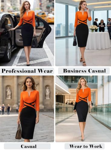 Image of VFSHOW Womens Front Zipper Work Office Business Casual Church Sheath Dress