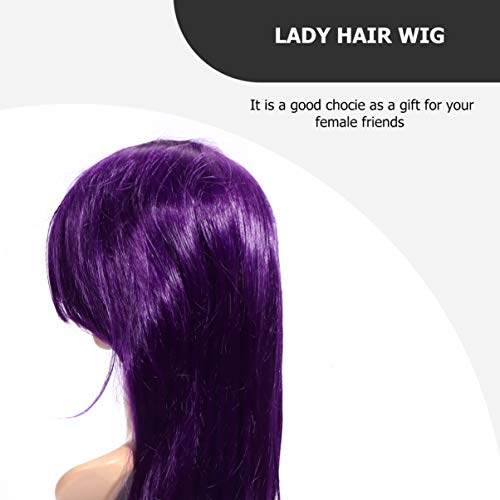 PIXNOR Peruca Feminina de Cabelo Roxo Resistente Ao Calor de Seda Longa Ondulada Encaracolada Peruca