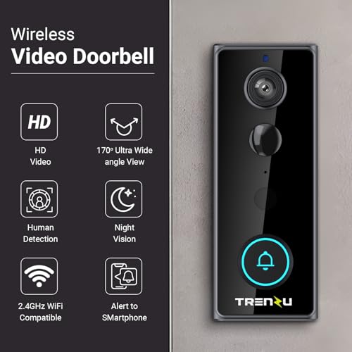 Image of trenzu Smart WiFi Video Door Bell Camera | 1080p Live View, Night Vision, 2-Way Audio, Motion Alerts | Wireless Video Door Camera System for Home | Chime, 25 Days Battery, App Control, Easy Install