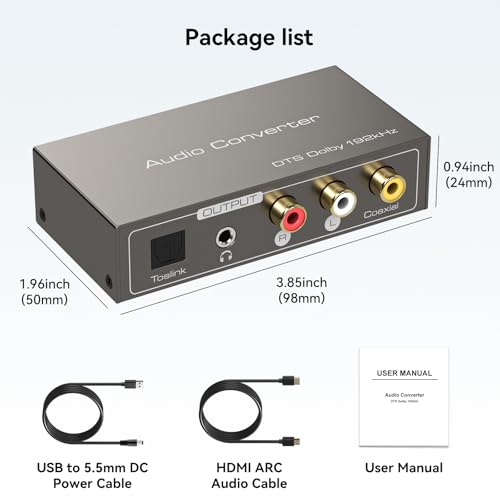 Convertidor audio digital a analógico compatible con Dolby y DTS para altavoces RCA 7