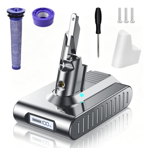 Image of Nonbliep Upgraded Li-ion 10000Ah Replacement Battery for Dyson V7 SV11 with LCD Power Display & Filter, Compatible with Dyson V7 Absolute Animal Motorhead Fluffy Trigger Cordless Stick Vacuum Cleaner