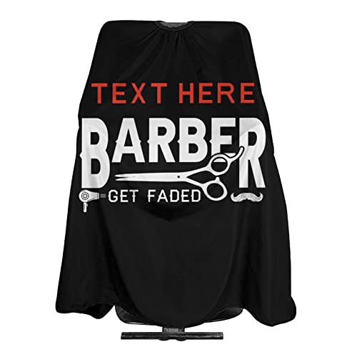 Custom Barber Get Faded Barber Cape Personalized Haircut Cape with Your Text Name Logo Salon Haircut Apron Customized Unisex Hair Cutting Cape Barber Hairdressing Cape for Men Women