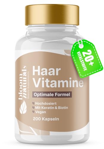 Haar Vitamine - 200 Kapseln - Hochdosiert mit Biotin, Selen, Zink, Keratin + 20 Vitalstoffe - für Frauen & Männer - vegan - produziert in Deutschland