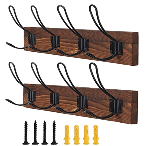 Pozean Hat Rack Wall Mount Coat Rack Wall Mount 2 Pack With 8 Heavy Duty Wall Hooks, Towel Rack Coat Hooks For Hanging Coats, Hats, Keys, Jackets, Bags, Scarf #TOP28