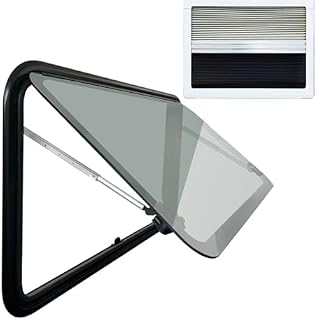 Caravan Side Window,Tilt Window for Motorhome RV Extrapolated Ventilation Window 65°,Tinted Sliding Window Hinged Window for Motorhome,Caravan,Camper RV,Van,Motorhome,Black,39.3 * 31.5in