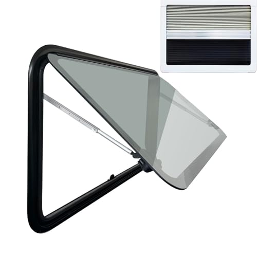 MREGLHUI Fenêtre Latérale De Caravane-Ouverture Push-Pull 65 °- avec Moustiquaire - Brise-Vue - Store Occultant - pour Camping-Car, Caravane Et Camping-Car,Noir,19.6 * 11.8in