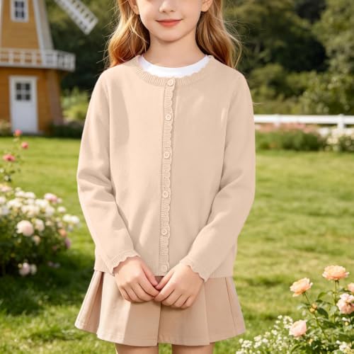 Girls Cardigan Sweater Ruffle Trim Button Knit Girls Cardigan Sweater - image 6
