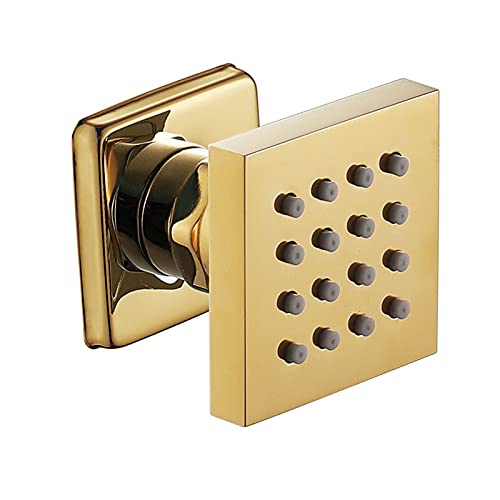 JMXD Einstellbar Seitenbrause Brause Drehbar 2 Zoll Platz Massagedüse Dusche mit Antikalkdüsen Köper Massagedüsen Messing Wandbrause Wanddüse Regenbrause,Titanium Gold Cover