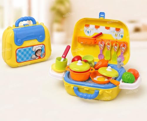 Image of Zest 4 Toyz Kitchen Set for Girls with Suitcase Kitchen Playset for Girls Kitchen Cooking Suitcase (22 Pcs) Cooking Toy Pretend Play Toys for Kids
