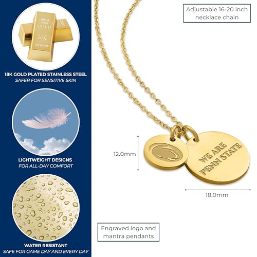 Stone Armory Necklace for Penn State Nittany Lions - 18K Gold-Plated Stainless Steel Jewelry Designed for Sensitive Skin - Adjustable 16-20in Chain, Gift for Penn State University Fans by Stone Armory - Used condition - Image 2