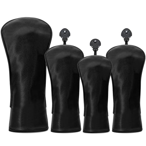 Couverture tête bois golf en cuir PU noir, la protection premium pour vos clubs