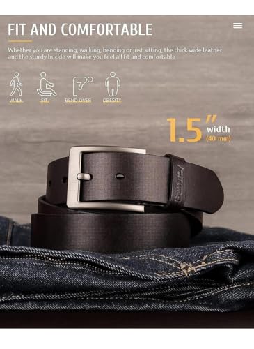 Image of Formal /Casual Black Color Genuine Leather Belts For Men (Length- 46 inches||40MM||BL-042-BLK) (BLACK)