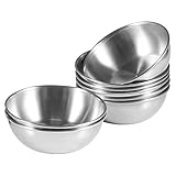 Amytalk 8 Pack 3.5inch Stainless Steel Sauce Dishes Mini Individual Saucers Bowl Round Seasoning Dishes Sushi Dipping Bowl Appetizer Plates, Sliver