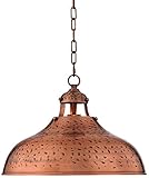 Franklin Iron Works Essex Dyed Copper Pendant Light Fixture 16' Wide Modern Farmhouse Industrial Rustic Hammered Dome Shade for Dining Room House Bedroom Kitchen Island Hallway High Ceilings