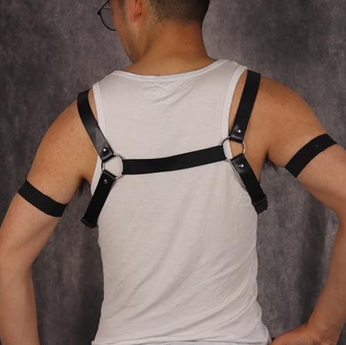 Chest Harness Belt with Chains for Men Punk Body Chains Gothic Shoulder Belt Arm Suspender Club Accessories Outfits4