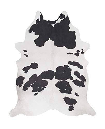 Kuhfell Teppich Amarillo aus Kunstfell Fellimitat im Fotodruck - schwarz-weiß, 125x155 cm