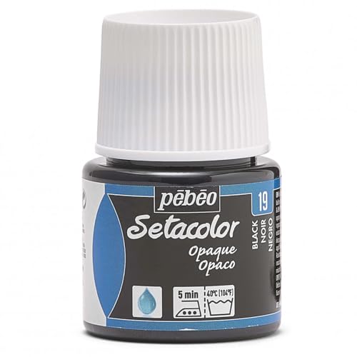 Pebeo   Setacolor   Pintura para Tejidos y Telas opacos  Alta Cobertura   Efecto Mate   Frasco 45 ml, Negro