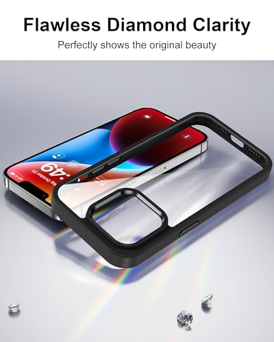 Image of HOOMIL Case for iPhone 13 6.1-Inch, Non-Yellowing, Drop Protection, Anti-Scratch Transparent Hard Back Phone Cover - Black