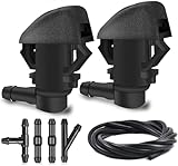 Windshield Washer Nozzles Kit, Direct Fit Replacement for Honda Pilot 2009-2012 2014 2015, Front Wiper Spray Jet with Fluid Hose & Connectors, Replaces OEM #76810-SZA-A01ZA