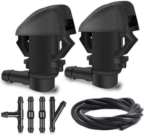 Windshield Washer Nozzles Kit, Direct Fit Replacement for Honda Pilot 2009-2012 2014 2015, Front Wiper Spray Jet with Fluid Hose & Connectors, Replaces OEM #76810-SZA-A01ZA