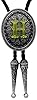 Moranse Bolo Tie Silver Initial Letter A to Z In Western Cowboy Oval Medal Style with Cowhide Rope Necktie(H) #3